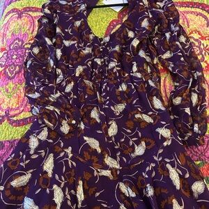 Purple Floral Dress with Long Sleeves